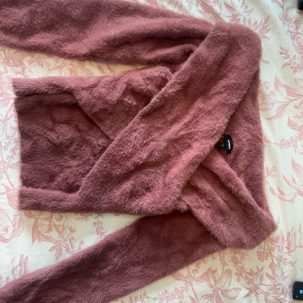 Express Soft Pink Fuzzy Sweater